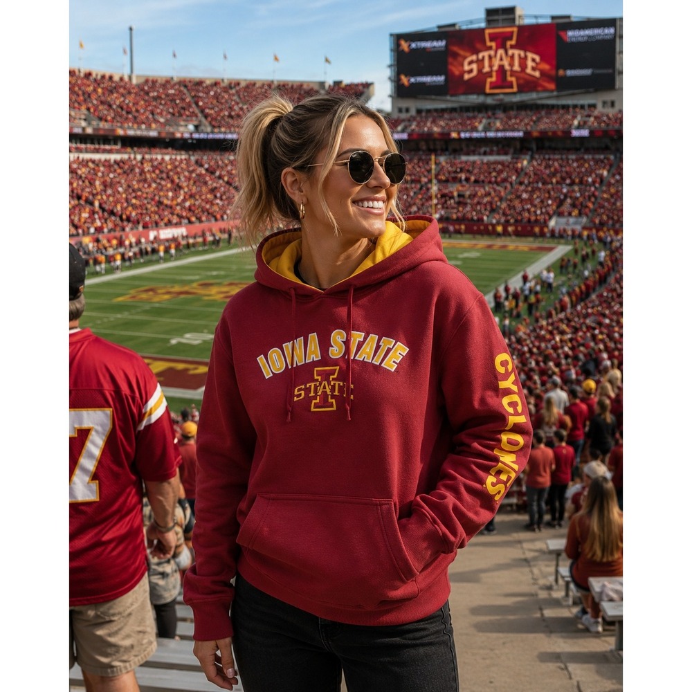 Colosseum Iowa State Cyclones Women's Large Hoodie Cardinal Red Pullover NCAA